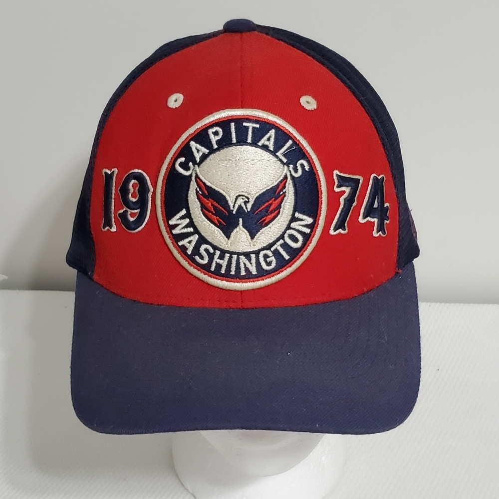 Washington Capitals Red and Blue Trucker Hat Old Time Hockey Large